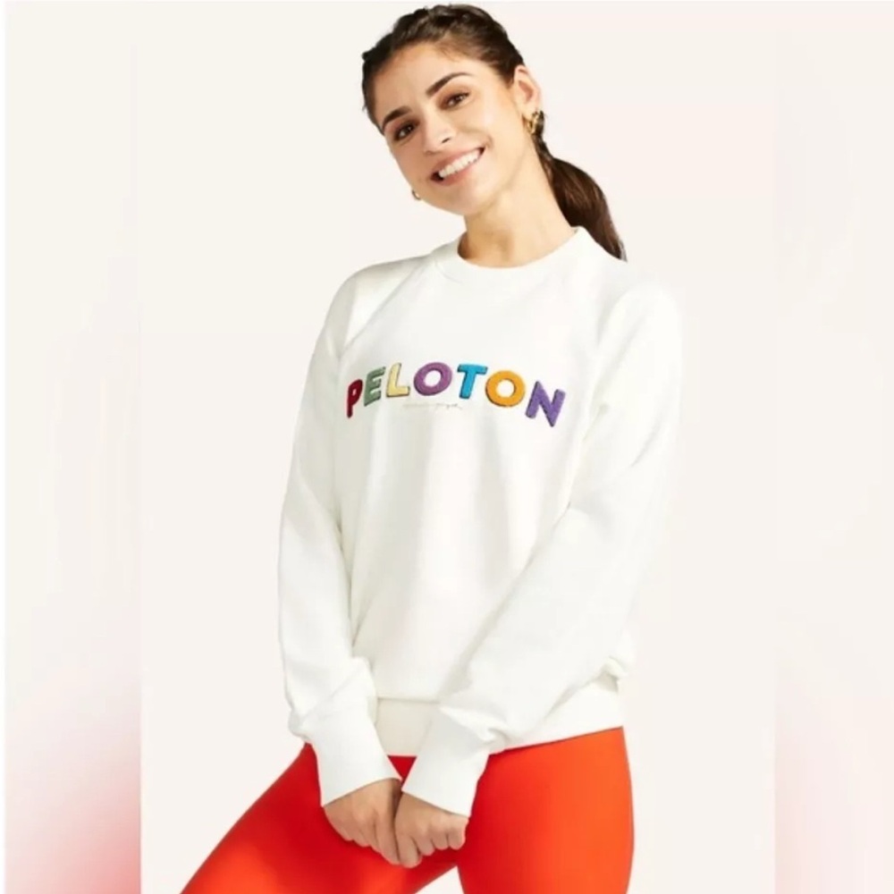 Peloton sweatshirt x Spiritual Gangster, Terry Multicolor Rainbow Letters Medium